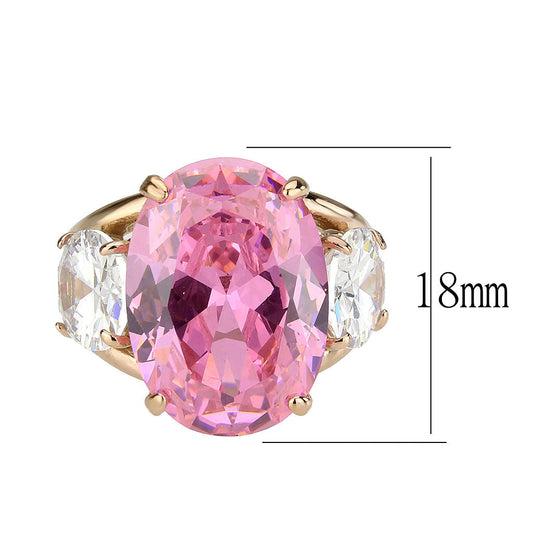 TK3789 - IP Rose Gold(Ion Plating) Stainless Steel Ring with AAA Grade CZ in Rose-1