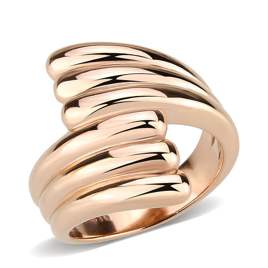 TK3800 - IP Rose Gold(Ion Plating) Stainless Steel Ring with NoStone in No Stone-0