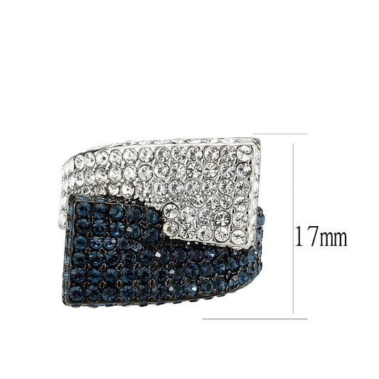 TK3815 - Two Tone IP Black (Ion Plating) Stainless Steel Ring with Top Grade Crystal in MultiColor-1