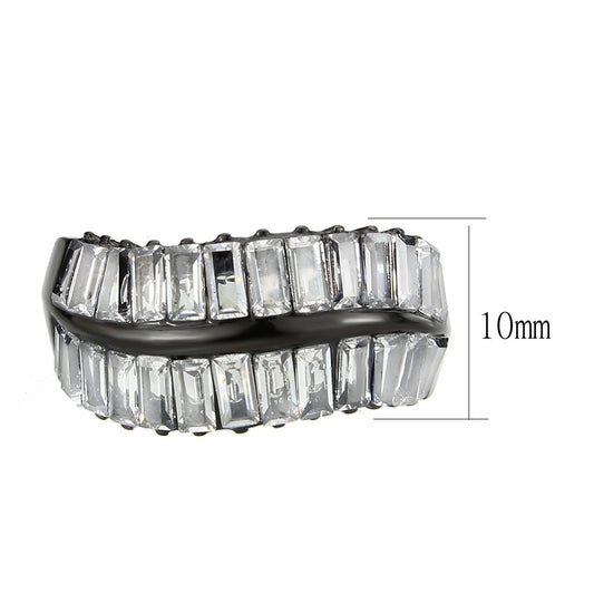 TK3819 - IP Black (Ion Plating) Stainless Steel Ring with AAA Grade CZ in Clear-1