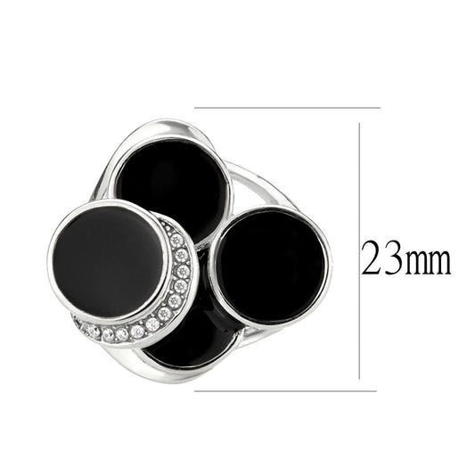 TK3821 - High polished (no plating) Stainless Steel Ring with AAA Grade CZ in Clear-1