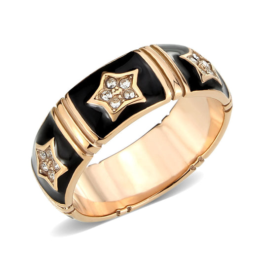 TK3826 - IP Rose Gold(Ion Plating) Stainless Steel Ring with Top Grade Crystal in Clear-0