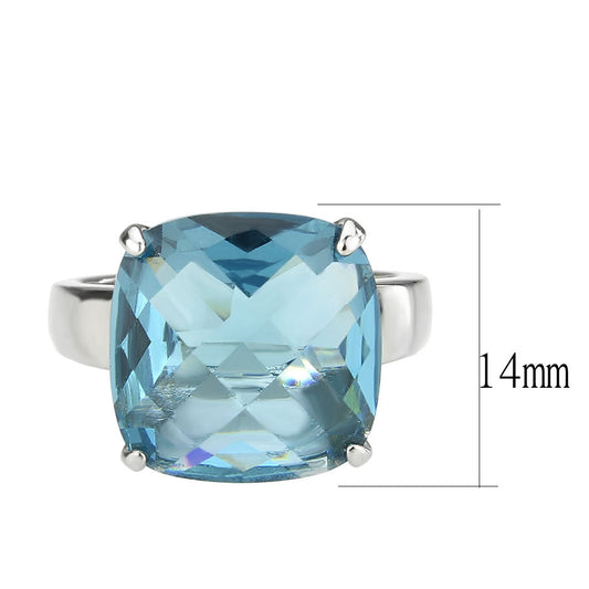 TK3830 - High polished (no plating) Stainless Steel Ring with Synthetic in SeaBlue-1