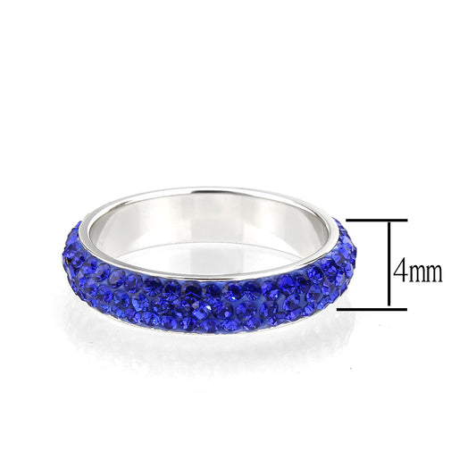 TK3838 - High polished (no plating) Stainless Steel Ring with Top Grade Crystal in Sapphire(206)-1