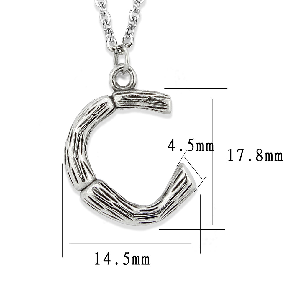 TK3853C High Polished Stainless Steel Chain Initial Pendant - Letter C-2