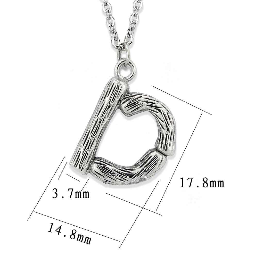 TK3853D High Polished Stainless Steel Chain Initial Pendant - Letter D-2