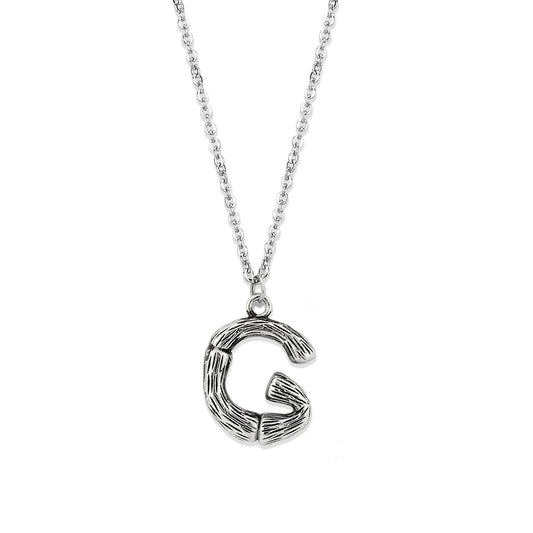 TK3853G High Polished Stainless Steel Chain Initial Pendant - Letter G-0