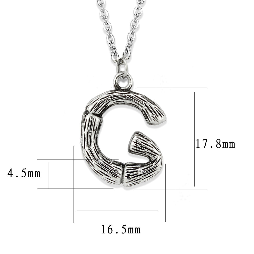 TK3853G High Polished Stainless Steel Chain Initial Pendant - Letter G-2