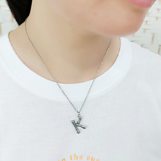 TK3853K High Polished Stainless Steel Chain Initial Pendant - Letter K-1