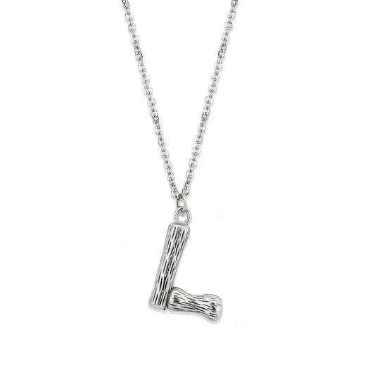 TK3853L High Polished Stainless Steel Chain Initial Pendant - Letter L-0