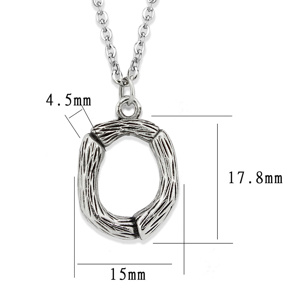TK3853O High Polished Stainless Steel Chain Initial Pendant - Letter O-2