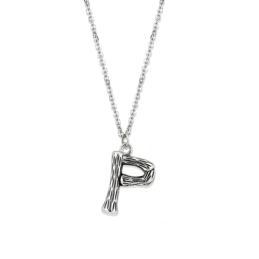 TK3853P High Polished Stainless Steel Chain Initial Pendant - Letter P-0