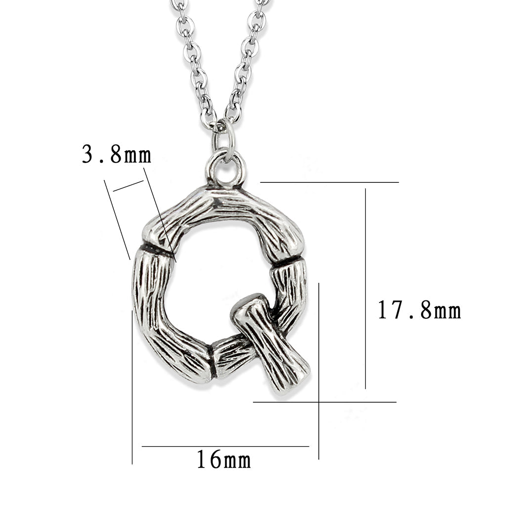 TK3853Q High Polished Stainless Steel Chain Initial Pendant - Letter Q-2
