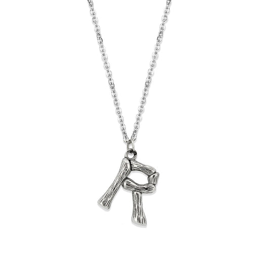 TK3853R High Polished Stainless Steel Chain Initial Pendant - Letter R-0