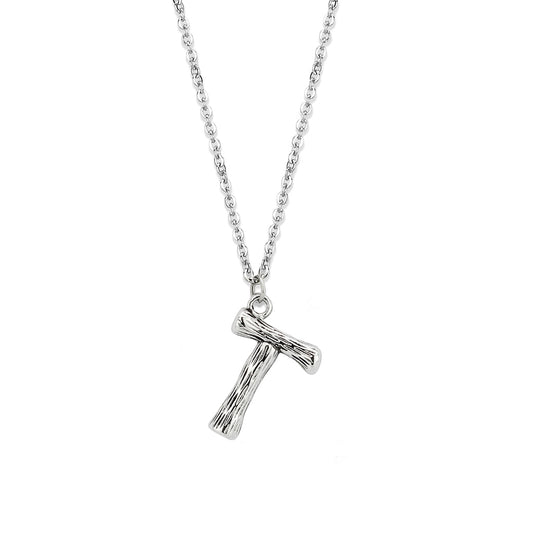 TK3853T High Polished Stainless Steel Chain Initial Pendant - Letter T-0