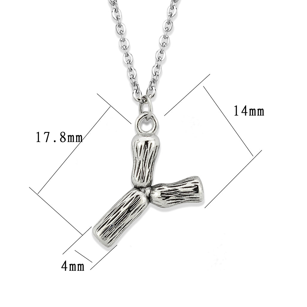 TK3853Y High Polished Stainless Steel Chain Initial Pendant - Letter Y-2