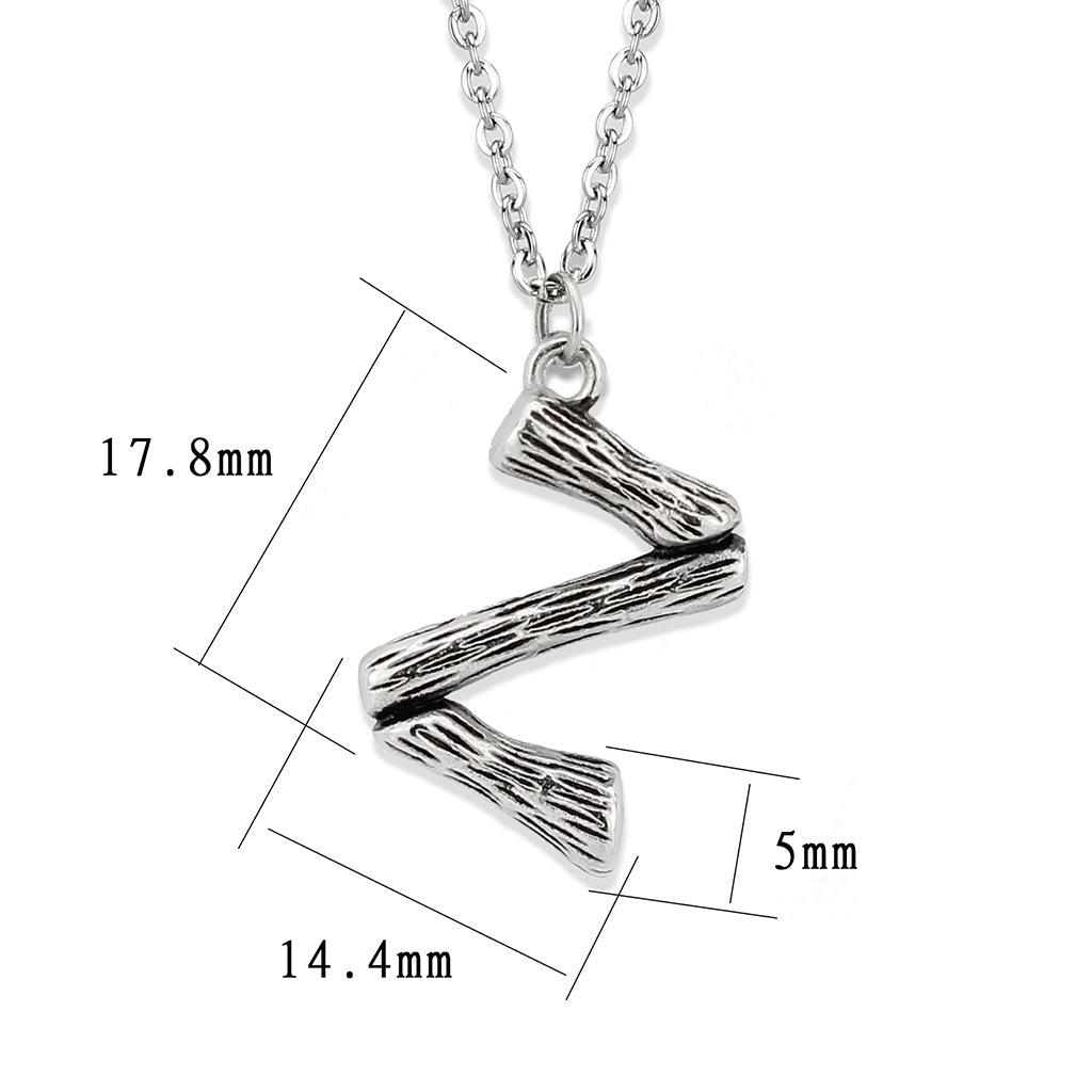 TK3853Z High Polished Stainless Steel Chain Initial Pendant - Letter Z-2