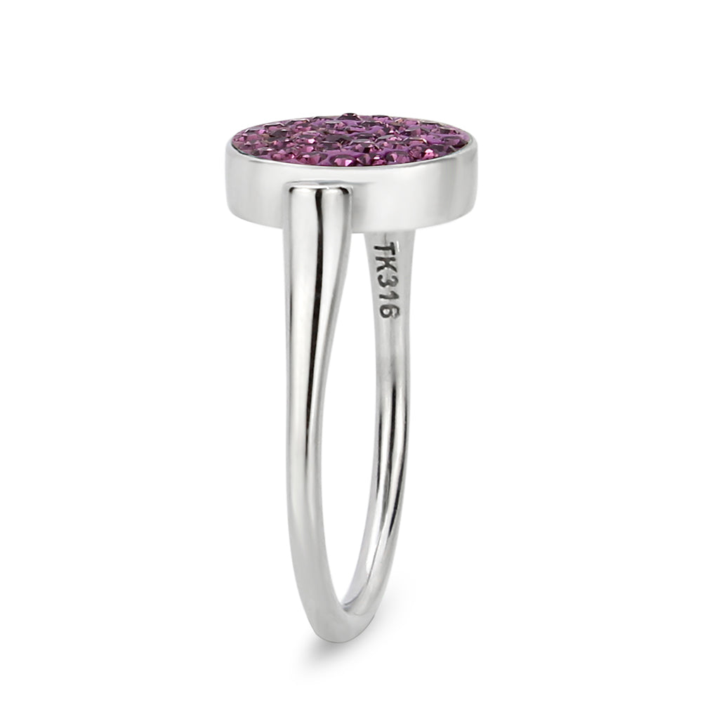 TK385402 - High polished (no plating) Stainless Steel Ring with Top Grade Crystal in Amethyst-4