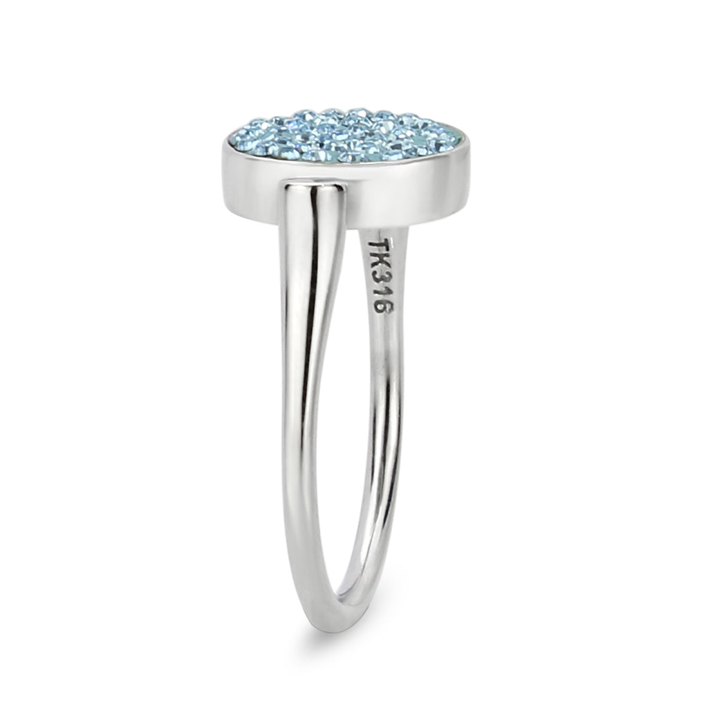 TK385403 - High polished (no plating) Stainless Steel Ring with Top Grade Crystal in SeaBlue-4