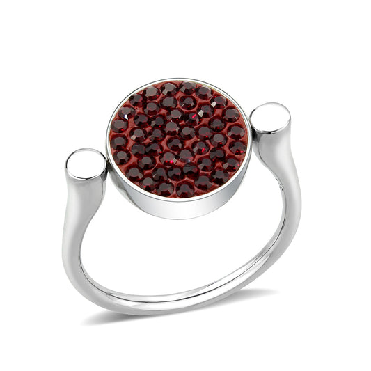 TK385407 - High polished (no plating) Stainless Steel Ring with Top Grade Crystal in Light Siam-0