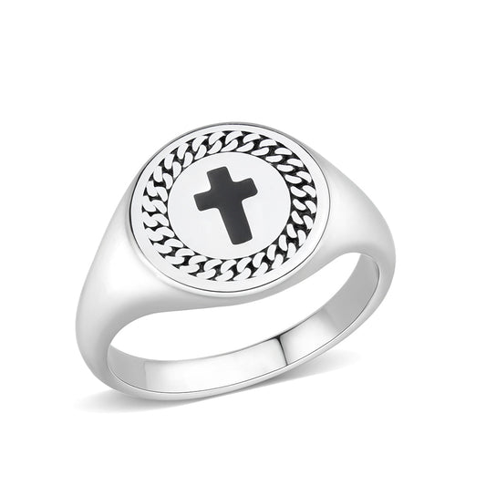 TK3874 - High polished (no plating) Stainless Steel Ring with Epoxy in No Stone-0