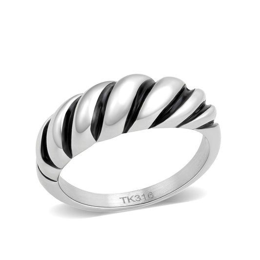 TK3881 - High polished (no plating) Stainless Steel Ring with Epoxy in Jet-0