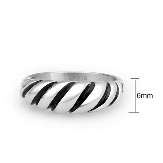 TK3881 - High polished (no plating) Stainless Steel Ring with Epoxy in Jet-1