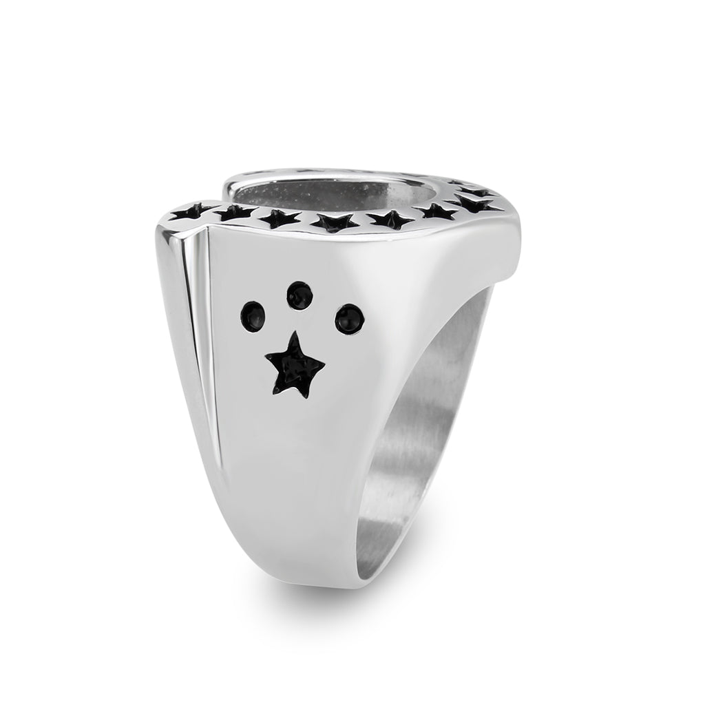 TK3912 - High polished (no plating) Stainless Steel Ring with Epoxy in Jet-3