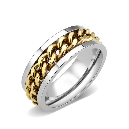 TK3915 - Two Tone IP Gold (Ion Plating) Stainless Steel Ring with NoStone in No Stone-0