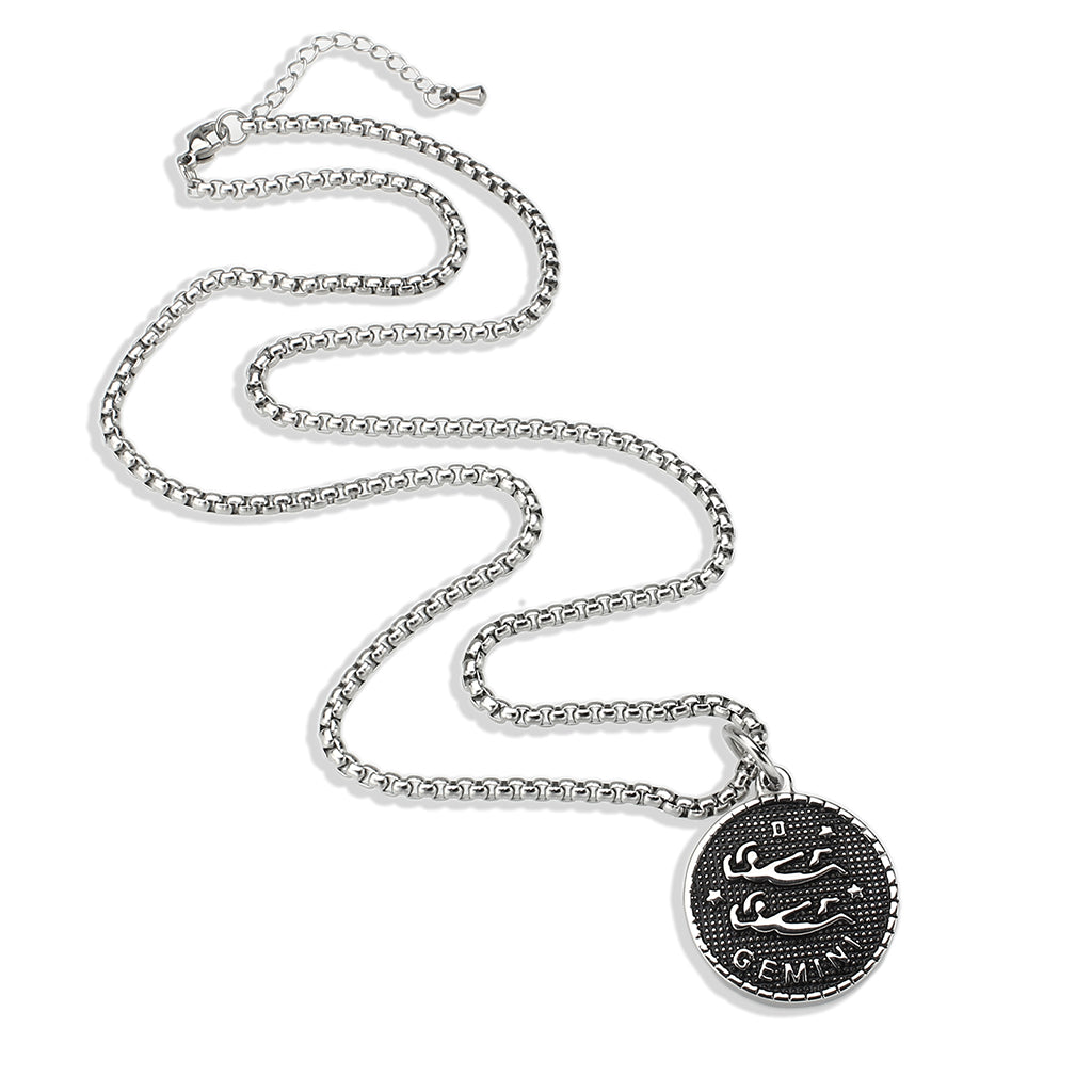 TK3924 - High polished (no plating) Stainless Steel Chain Pendant with NoStone in No Stone-3