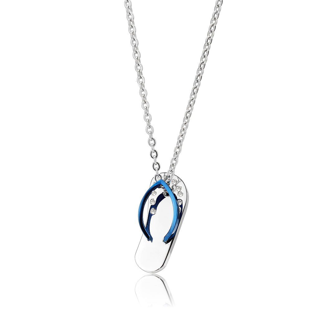 TK3940 - High polished (no plating) Stainless Steel Chain Pendant with Top Grade Crystal in Clear-3