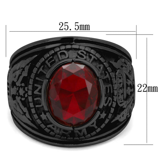 TK414706J - IP Black(Ion Plating) Stainless Steel Ring with Synthetic Synthetic Glass in Siam-1