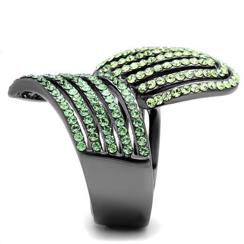 TK691LJ - IP Light Black (IP Gun) Stainless Steel Ring with Top Grade Crystal in Multi Color-4