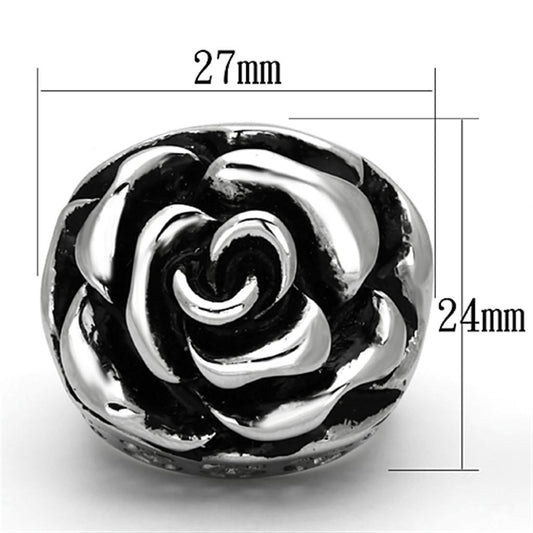 TK922 - High polished (no plating) Stainless Steel Ring with Epoxy in Jet-1