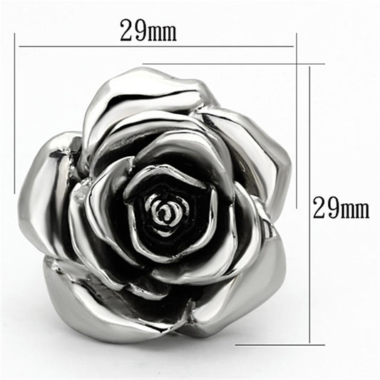 TK923 - High polished (no plating) Stainless Steel Ring with Epoxy in Jet-1