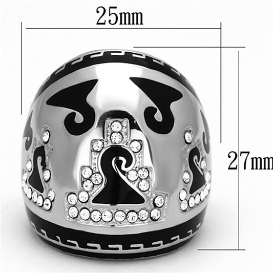 TK928 - High polished (no plating) Stainless Steel Ring with Top Grade Crystal in Clear-1