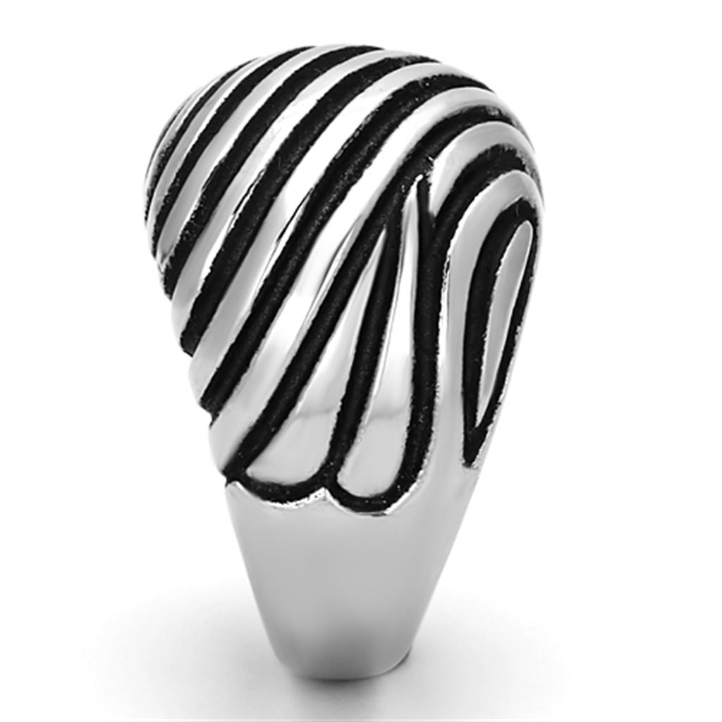 TK929 - High polished (no plating) Stainless Steel Ring with Epoxy in Jet-3