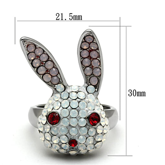 TK931 - High polished (no plating) Stainless Steel Ring with Top Grade Crystal in Multi Color-1