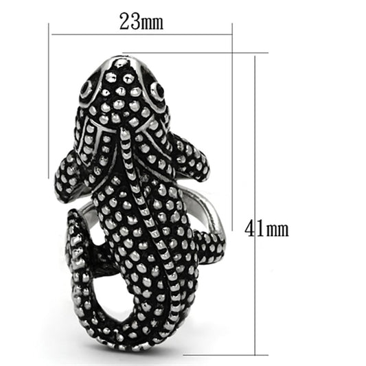 TK933 - High polished (no plating) Stainless Steel Ring with Top Grade Crystal in Jet-1