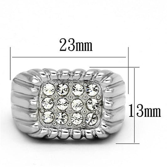 TK940 - High polished (no plating) Stainless Steel Ring with Top Grade Crystal in Clear-1