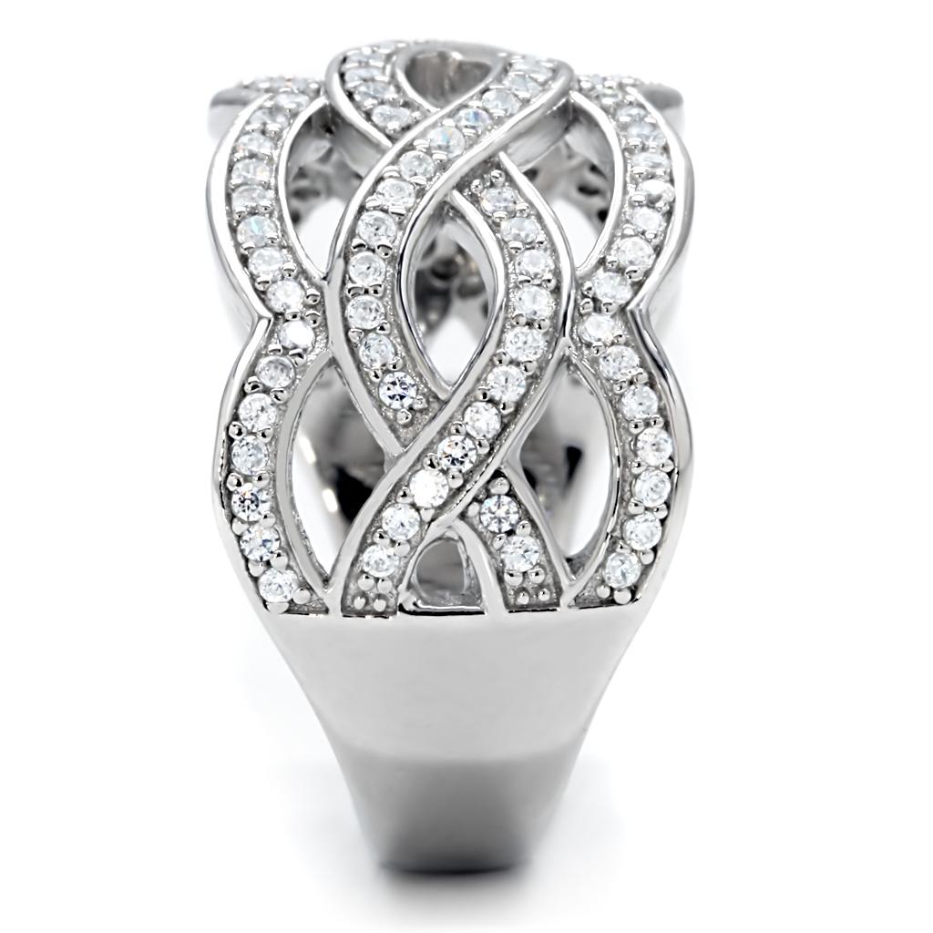 TS010 - Rhodium 925 Sterling Silver Ring with AAA Grade CZ in Clear-4