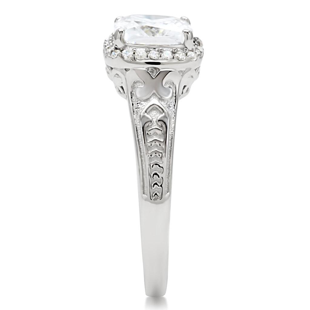 TS019 - Rhodium 925 Sterling Silver Ring with AAA Grade CZ in Clear-4