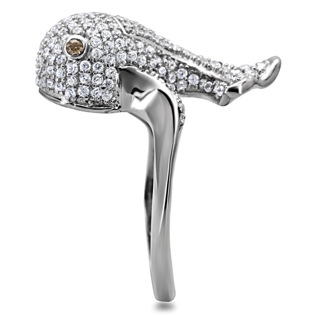 TS031 - Rhodium 925 Sterling Silver Ring with AAA Grade CZ in Brown-4