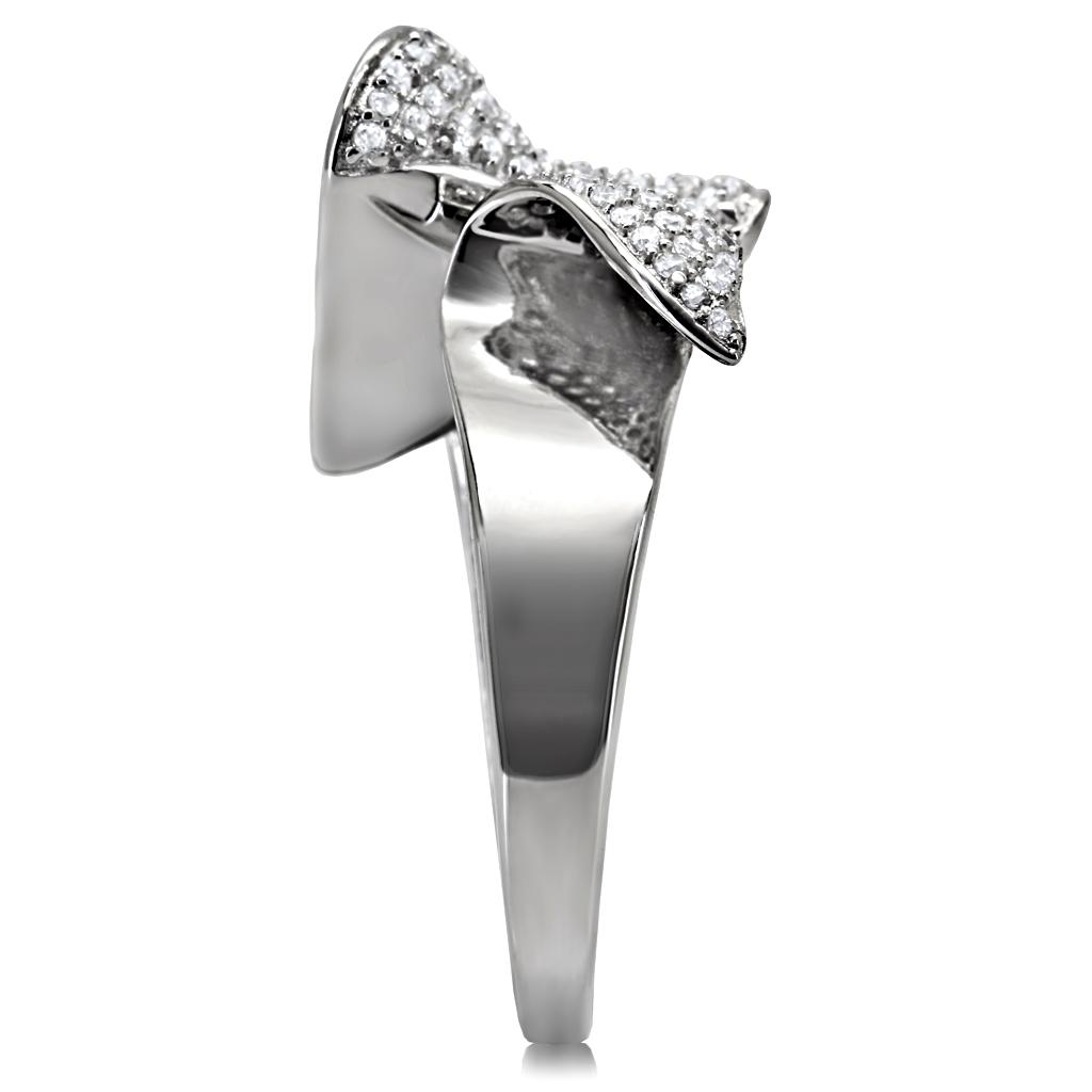 TS032 - Rhodium 925 Sterling Silver Ring with AAA Grade CZ in Clear-4