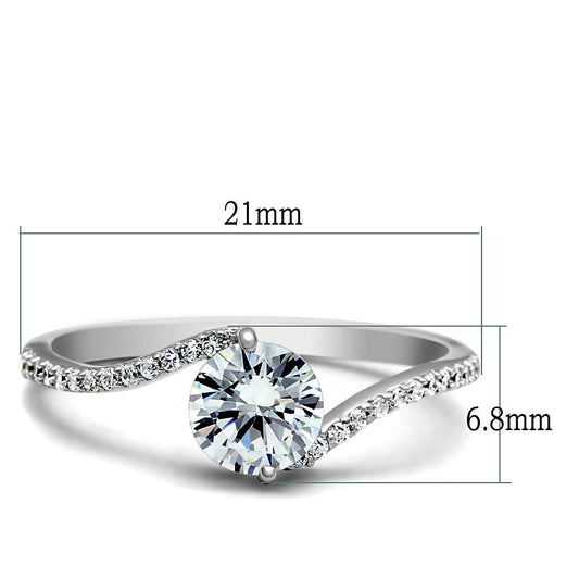 TS045 - Rhodium 925 Sterling Silver Ring with AAA Grade CZ in Clear-1
