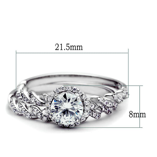 TS046 - Rhodium 925 Sterling Silver Ring with AAA Grade CZ in Clear-1