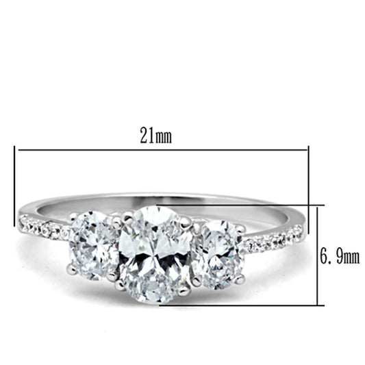 TS049 - Rhodium 925 Sterling Silver Ring with AAA Grade CZ in Clear-1