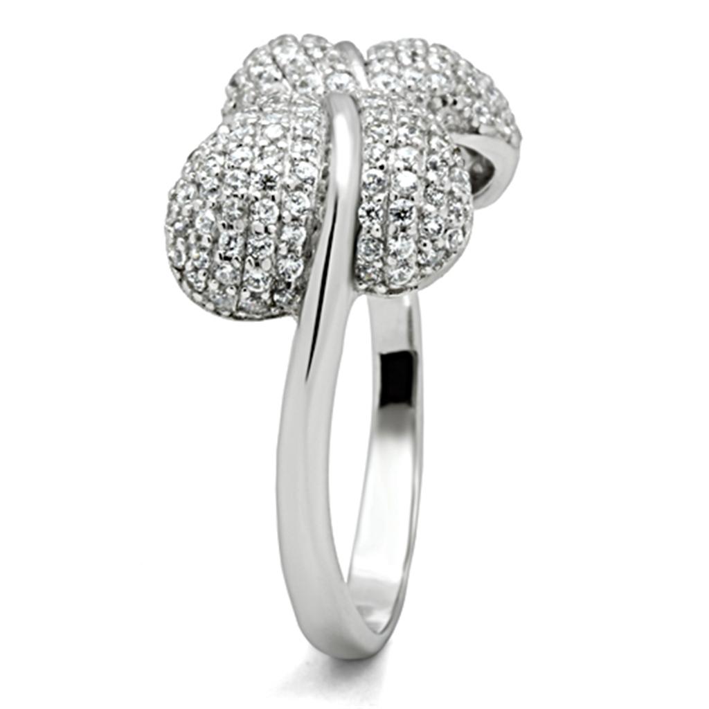 TS050 - Rhodium 925 Sterling Silver Ring with AAA Grade CZ in Clear-3