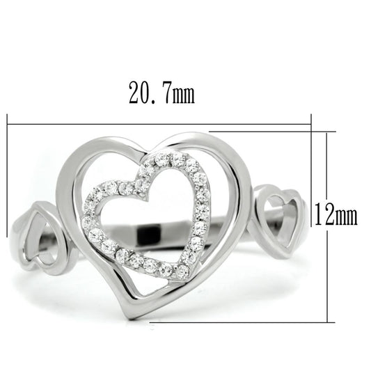 TS058 - Rhodium 925 Sterling Silver Ring with AAA Grade CZ in Clear-1