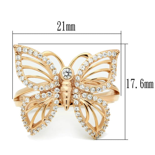 TS059 - Rose Gold 925 Sterling Silver Ring with AAA Grade CZ in Clear-1